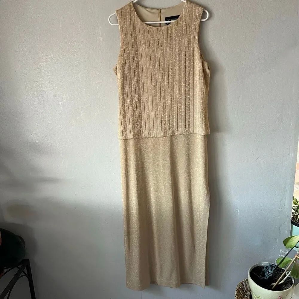 Alex Evenings Womens Gown Size 14 Mock 2 Piece Sleeveless Maxi Dress Shimmery